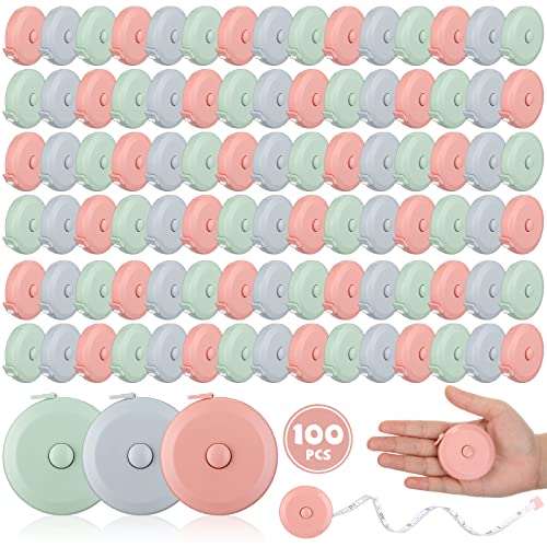 Kigeli 100 Pcs Retractable 60 Inch Measuring Tape - Mini Soft Measurement Tape for Fabric, Sewing, Body
