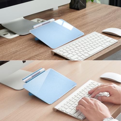 TSJ OFFICE Small Desktop Whiteboard - Glass Dry Erase Board 8 X 6 Inches Tabletop Easel Whiteboard with Stand, Desk Board Buddy for Artist, Teacher and Student - Blue & Gold - color: 8 X 6 Inches - Blue & Gold