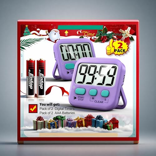 Antonki 2 Pack Digital Timer for Kids Classroom Kitchen Timers for Cooking - color: Fresh Purple
