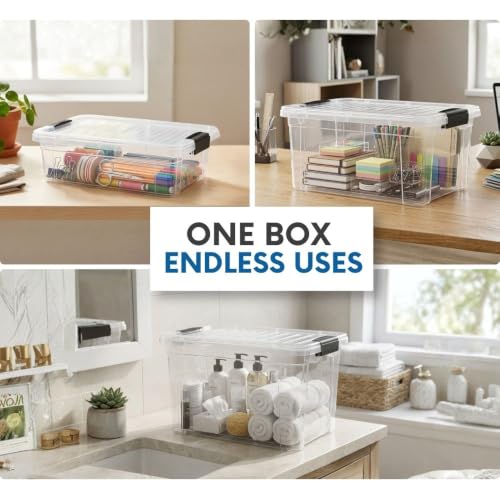 Superio Clear Plastic Storage Bins with Lid, 4.5 Quart Box, Organizing Containers, Stackable Plastic Tote for Home, Garage, Dorm, School, and Office - size: 4.5 Quart