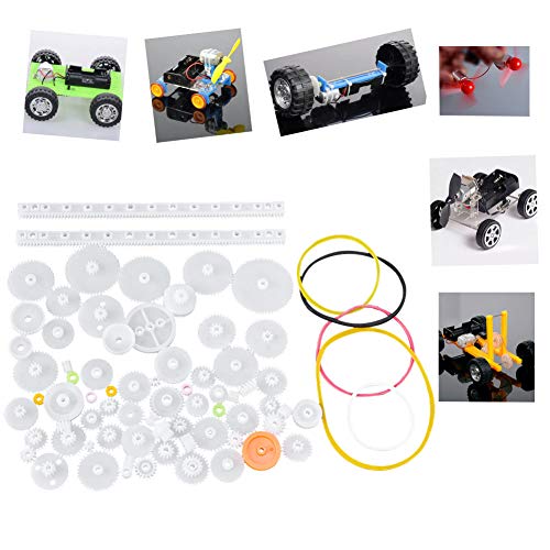 75 Pcs Gearbox Gear Set, Plastic Gear Set Include Gear Belt Pulley Worm Shaft Sleeve Set for DIY Robot Gearbox Motor Toy