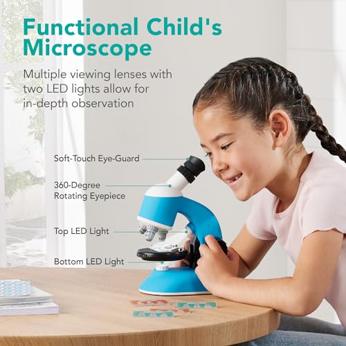 Best Choice Products 30-Piece STEM Kids Microscope Science Kit w/ 100x, 600x, 1200x Zoom, Prepared & Blank Slides, Padded Carrying Case, LED Light