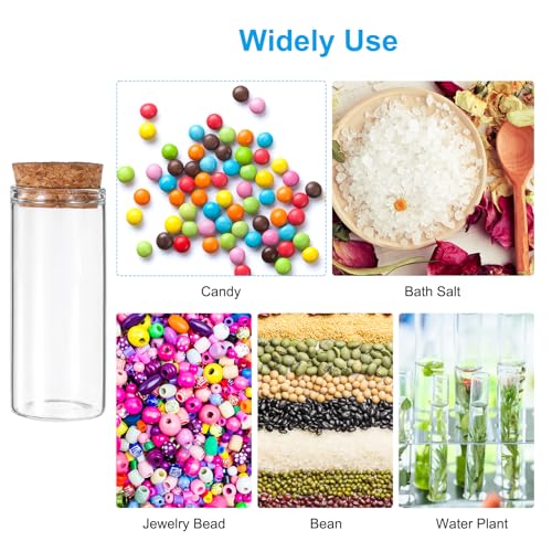 PATIKIL 30ml Test Tubes, 24pcs 2.76x1.18 Glass Clear Flat Bottom Test Tube Containers with Cork Stopper for Bead Party Candy Bath Salt Storage Scientific Experiment Plant Propagation - size: 30ml