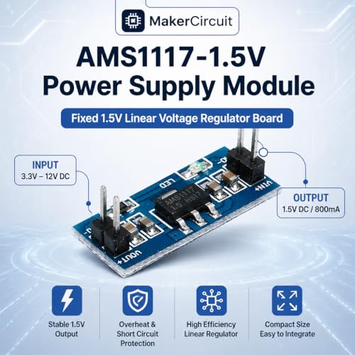 10pcs AMS1117 1.5V Power Supply Module, LDO Linear Voltage Regulator Board for Breadboard, Sensors, MCU and DIY Electronics - color: AMS1117-1.5V