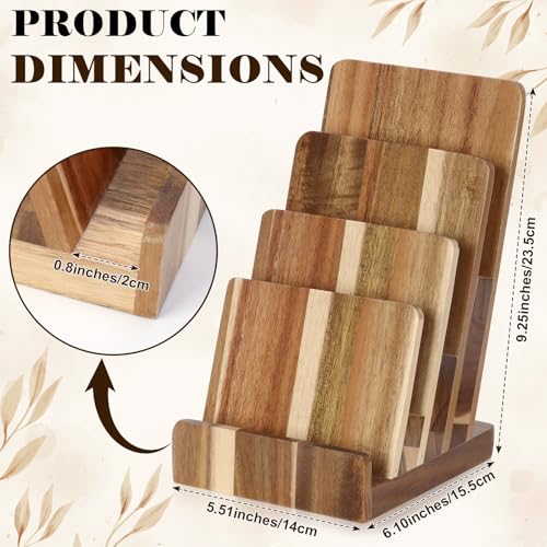 4 Tier Acacia Wood Brochure Display Stand 6 x 9 inch Brochure Holder Pamphlet Display Stand for 5.5 x 8.5 inch 5 x 7 inch Booklets Menus Postcard Holder Multi Purpose Organizer - color: Wood Color Acacia Wood
