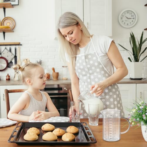 QWORK 34OZ/1000ML Glass Measuring Cup (Ml/Oz/Cup), 4 Cups Multi-Purpose Kitchen Tool with V-Shaped Spout & Handle