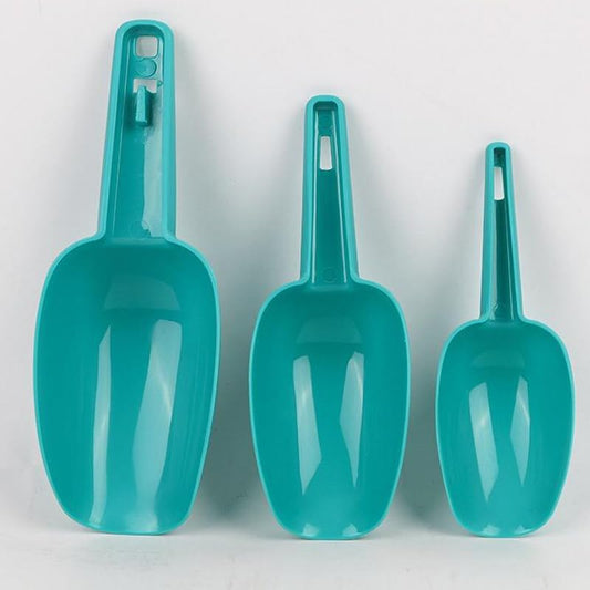 Set of 3 Ice Scoop, Plastic Kitchen Ice Scoop for Canisters or Ice Maker, Food Scoops for Canisters, Freezer, Flour, Dry Foods, Coffee Beans, Pop Corn, Pet Dog Cat Food (Blue) - color: Blue
