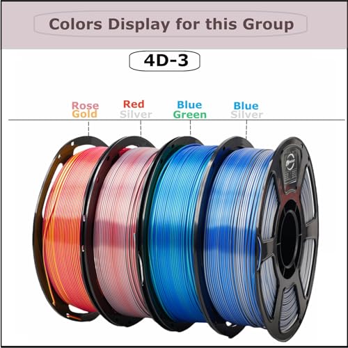 Shinny Dual Color Silk PLA 4KG 1.75mm 3D Printer Filament 4D-3 - color: Pla-(1kg*4 Dual Shiny Rosegold+ Redsilver+bluegreen+bluesilver)
