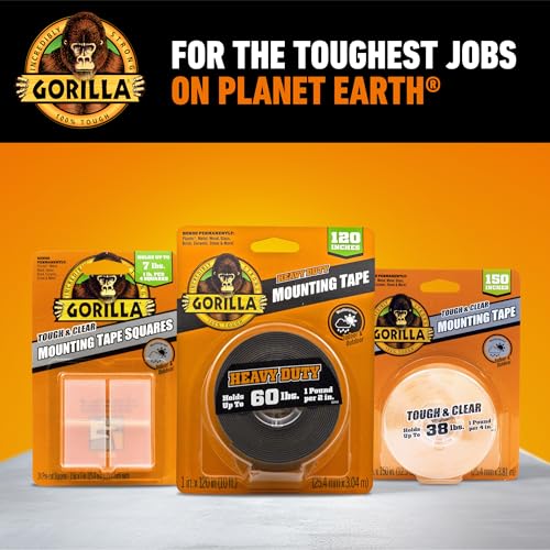 Gorilla Invisible Hold Mounting Tape, 1" x 150" (Pack of 1), Holds up to 15 lbs, Clear Double-Sided Tape for Strong, Permanent Bond, Discreet Adhesive for Classroom and Study Space Setup - size: 1" x 150"