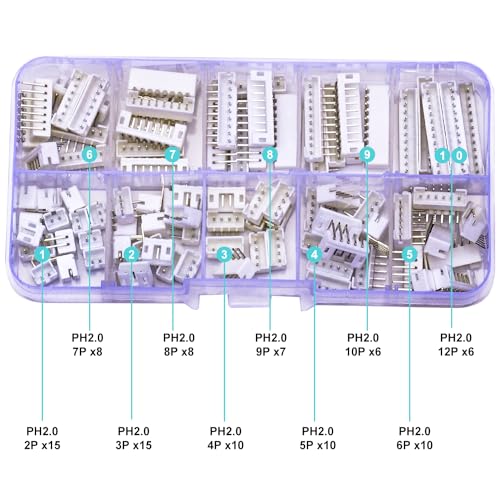 JST Connector Kit, PH2.0 DIP Header Jst 2mm Pitch IC Socket Plugs Adapter, JST-PH 2/3/4/5/6/7/8/9/10/12Pin DIP Header Side Type Right Angle Type Header (PH2.0-DIP-R/A) - size: JST-2.0MM-PH-DIP-Right Angle Header