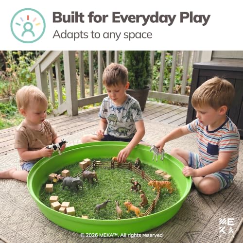 MEKA Deep Tuff Tray 27.8” Round Sensory Play Base, Heavy Duty Plastic Deep Spot Messy Activity Mud Water Sand Tray, Outdoor Indoor Open-Ended Learning Toy Green - color: Green
