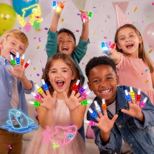 24 Pcs Cartoon Shark Party Favors LED Finger Lights Toys for Kids 3-12 - style: Shark