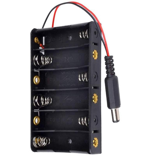 2Pack 6 x AA Power Box 9V Black Battery Pack Holder Case Box with DC Plug Barrel Jack Connector for Wireless Camera Halloween LED Light Strip 2.1mm x 5.5mm