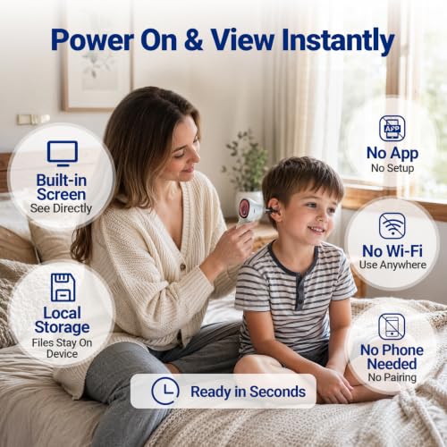 Otoscope with Light, No App Needed, HD Screen, Ear Scope Camera for Family - color: Blue
