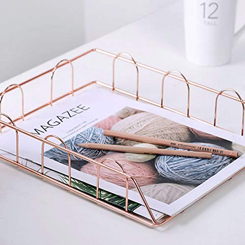 Rose 4-Tier Stackable Paper Tray Desk Organizer - color: Rose Gold