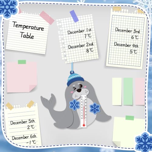 Mootycapa 18 Sets Winter Seal Crafts with Glass Thermometers Bulk - style: Seal