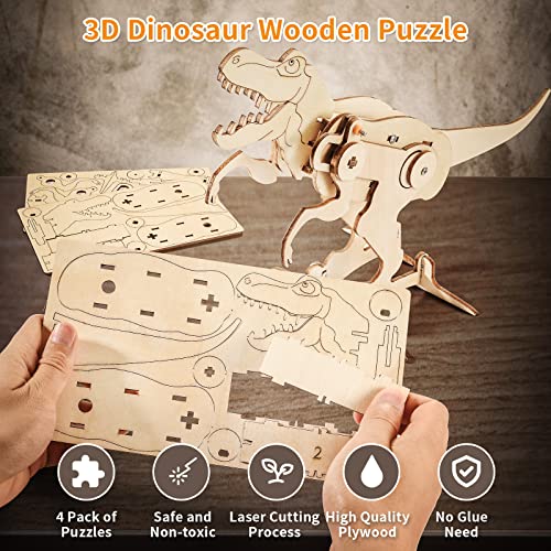 Dinosaur STEM Kits for Kids, 4 in 1 Wood Building Toys for Boys Crafts 8-12 - style: Dinosaur STEM Toys