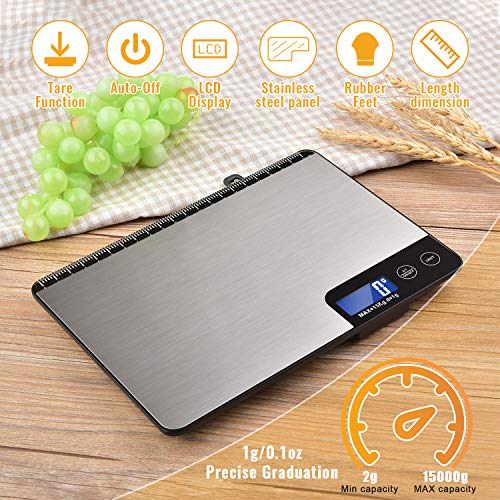 Diyife 33lb Digital Kitchen Scale with Large Weighing Area (9 in)