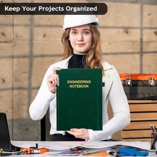 JUBTIC Engineering Notebook for Project Organization, 8.5" x 11" - color: Dark Green