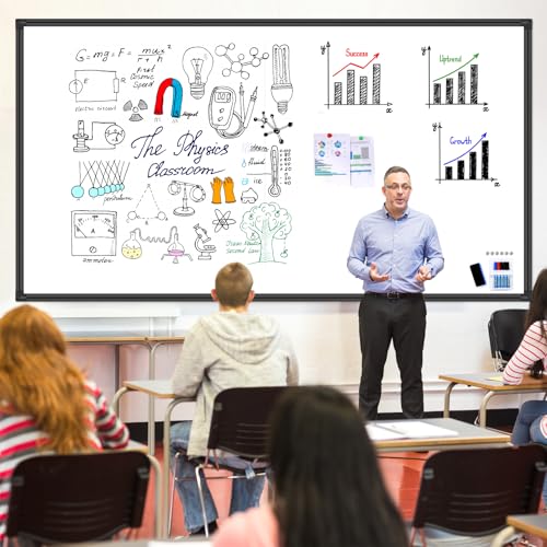 H-Qprobd 96"x48" White Board for Wall Commercial-Grade Large Magnetic Dry Erase Board with with All Kits, 4'x8' Presentation Whiteboard for Office, Gov't, Classroom & Conference Rooms, Home - size: 96"W x 48"H