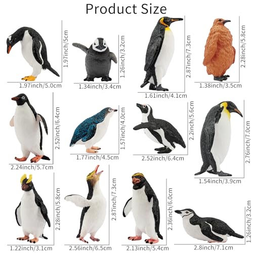 Toymany 12PCS Realistic Penguin Figurines, Plastic Polar Antarctic Animal Figures Set with Penguin Cub, Easter Eggs Cake Toppers Christmas Birthday Gift for Kids Toddlers - color: Penguin