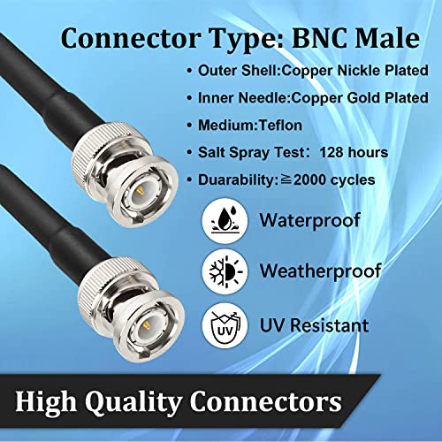 MOOKEERF BNC Cable 100ft,Low Loss KMR240 BNC Male to Male Coax Cable 50 Ohm for Antennas, RF Radios, Modems, Oscilloscopes, Spectrum, Signal Generator, etc - size: 100FT