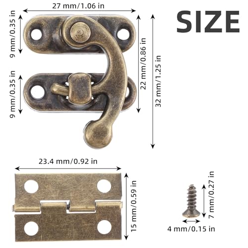 40 Sets Retro Jewelry Box Hinges and Latches Hooks, Small Latches Hinge for Wooden Boxes Hardware, Antique Cabinet Furniture Hinge Hasp Clasp - Bronze Tone(40x Hasp Catch + 80x Hinges)