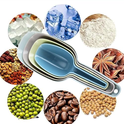 Ice Scoop Set of 4, Plastic Kitchen Scoops for Canisters, Flour, Dry Foods, Candy, Pop Corn, Coffee Beans and Pet Food