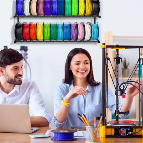 Upgrade 3D Printer Filament Storage Rack - Holds 24 Rolls, Heavy Duty Wall Bracket Shelves for ABS/PLA/TPU/Nylon Accessories, Spool Holders