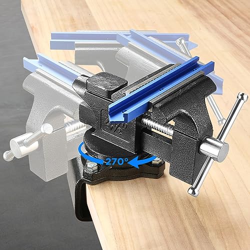 Bench Vise, 4-1/2" Table Vise For Workbench,2-in-1 Multi-Purpose Heavy Duty Bench Vice With Multifunctional Soft Jaws, 270° Swivel Base Home Vise for Woodworking,Home Workshop,Welding and DIY - size: 4-1/2 IN