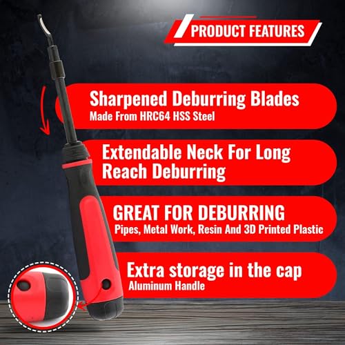 AFA Tooling 4-Inch Extendable Deburring Tool with 4 Mixed HSS Blades - color: 4 Mixed Blades