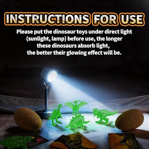 24 Glow in The Dark Dinosaur Eggs, Excavation Kit with Magnifier - style: 24 Dinosaur Eggs(Glow in The Dark)