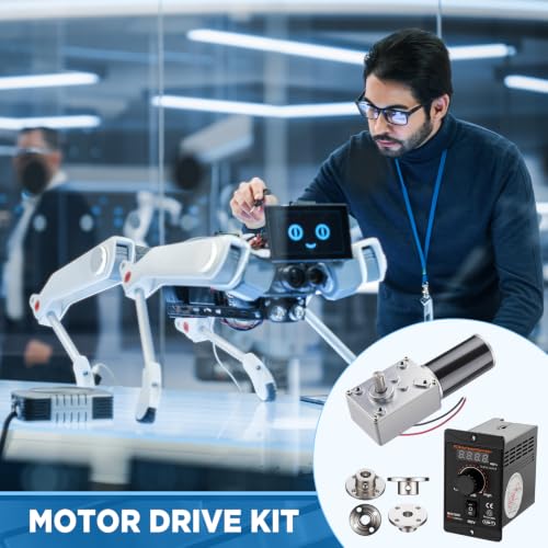 Sabary 6 Piece 12v 12rpm Dc Worm Gear Motor Kit with 20a Pwm Speed Controller for Forward and Reverse Control, High Torque Self-Locking Motor for DIY Automation, Robotics(Digital Display Controller) - style: Digital Display Controller