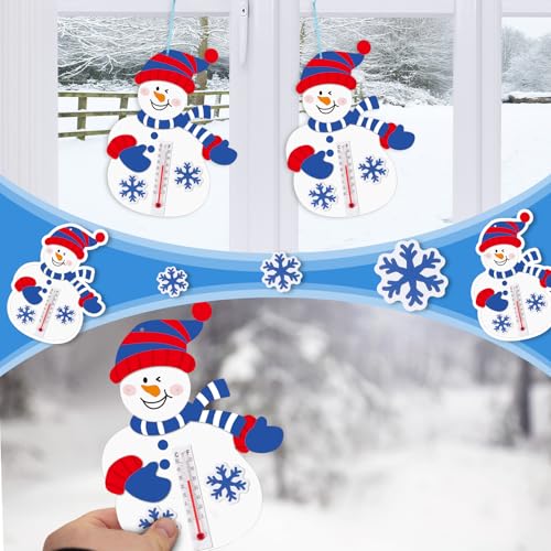 18 Sets Winter Snowman Crafts with Glass Thermometers - style: Snowman