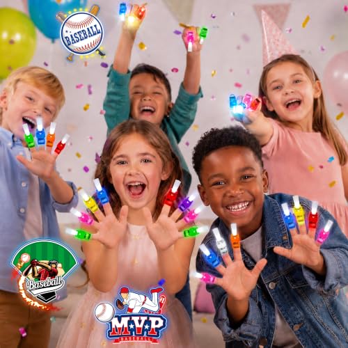24 Pcs Baseball Party Favors LED Finger Lights Toys for Kids Ages 3-12 - style: Baseball