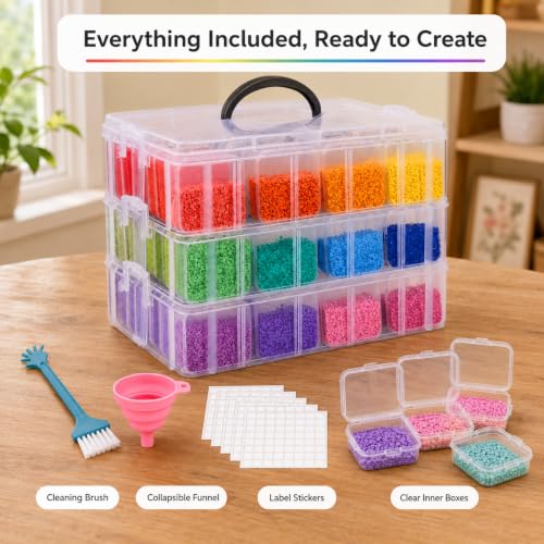 3-Tier Stackable Bead Organizer, 84 Grids Craft Storage Box - color: 3-Tire Bead Organizer