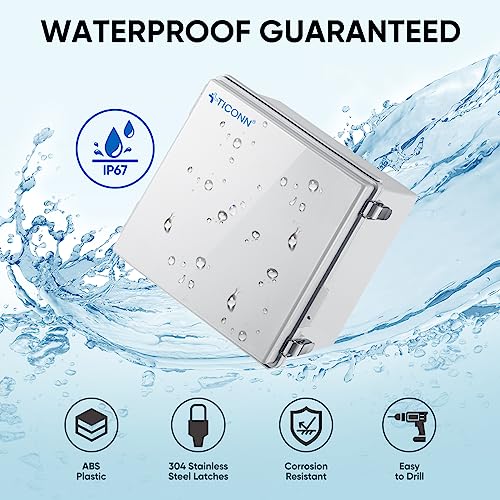 TICONN Outdoor Electrical Box Waterproof, ABS IP67 Junction Box Enclosure - color: Off-white, size: 11.8"x11.8"x7.1"
