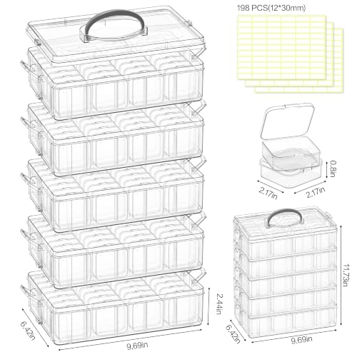 DILIBRA Bead Organizer Box, 5-Tier Stackable 140 Pcs Craft Storage Boxes - color: 5-Tire 140 Pcs