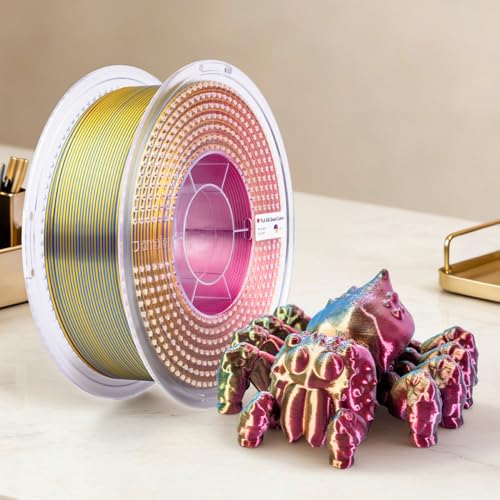 AMOLEN Silk PLA 3D Printer Filament, Shiny Silkverse 4 Colors in 1 Filament 1.75mm Multi Color from 4 Angles, 1kg Blue Yellow Red White - color: Quad Silk Blue/Yellow/Red/White