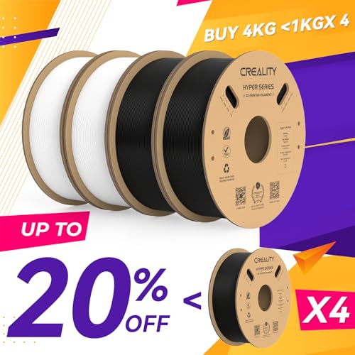 Creality Hyper PLA Filament 1.75mm, 30-600mm/s High Speed 3D Printer Filament, Dimensional Accuracy +/-0.02mm, Fit Most FDM 3D Printers, 4 Pack 1kg Spool(2.2lbs), Black & White - color: Black & White