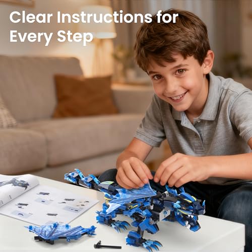OASO Dragon Building Kit STEM Gifts for Kids Ages 8-12 with Remote Control