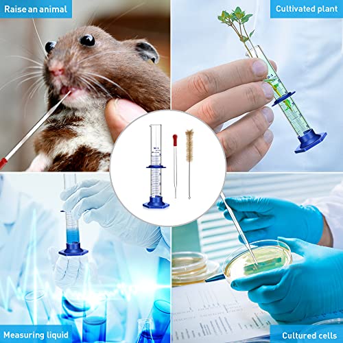 Thick Glass Graduated Cylinder Measuring Liquid Lab Cylinders with Anti-Falling Plastic Base and Bumper Guards and Cylinder Brush (Glass, 50ML) - size: 50ML