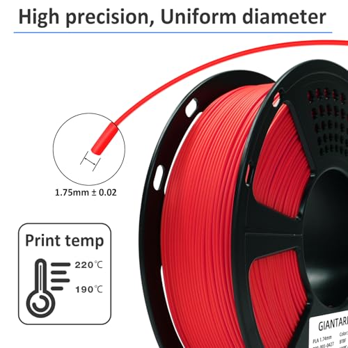 GIANTARM PLA 3D Printer Filament 1.75mm,Red 1kg - color: Red, size: 1kg