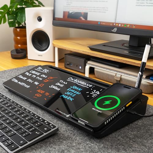 DeskBoard Buddy Desktop Whiteboard + 2 Markers (Black with Wireless Charger) - color: Black With Wireless Charger
