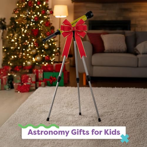 Telescope for Kids with Tripod - 40mm Beginner Optical Viewer with Adjustable Stand and 30x Magnification for Science and Astronomy by Hey Play