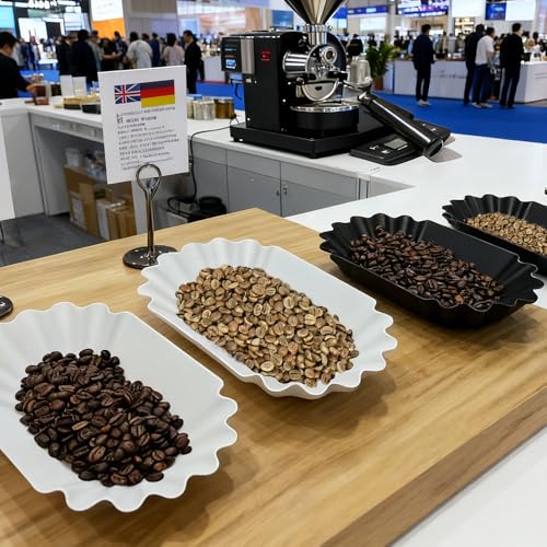 CAFEMASY Coffee Beans Cupping Sample Tray Reusable Plastic Plate for Scooping and Weighing, Display Sample Coffee Beans (5pcs-Black) - color: 5pcs-black