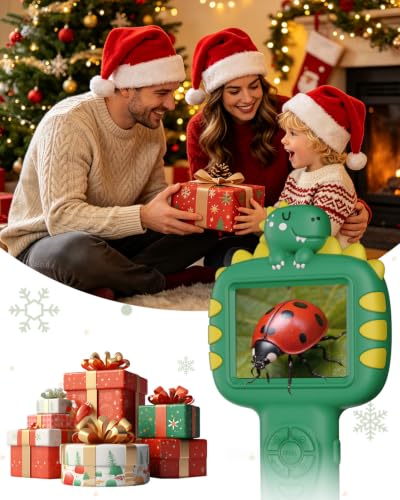 Outdoor Portable Kids Microscope: Handheld Microscope Auto Focus - color: Light Green
