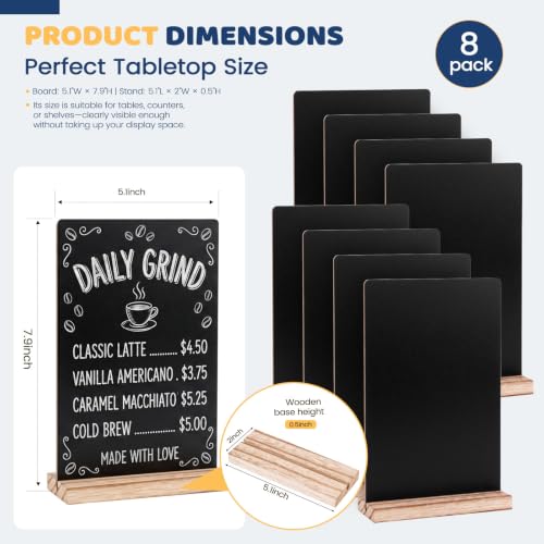 8 Pack 5.1x7.9 Inch Double-Sided Tabletop Chalkboard Signs - size: 5.1x7.9"