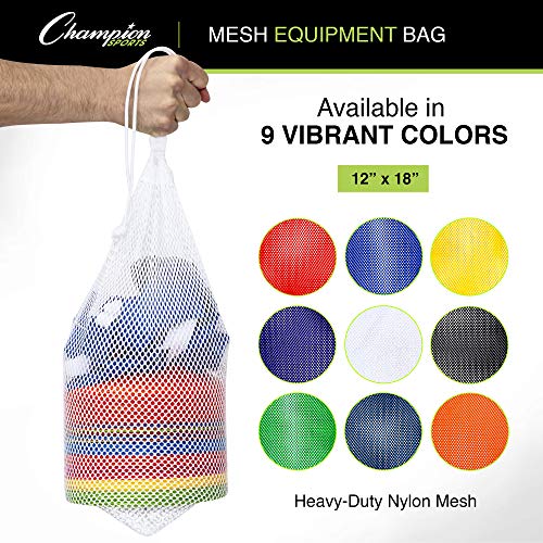 Champion Sports Mesh Equipment Bag – Heavy-Duty Nylon Drawstring Bag with Lock & ID Tag, Breathable Storage Sack for Balls, Swim Gear, Laundry & Toys, Multiple Sizes & Colors - color: Green, size: 12" x 18"