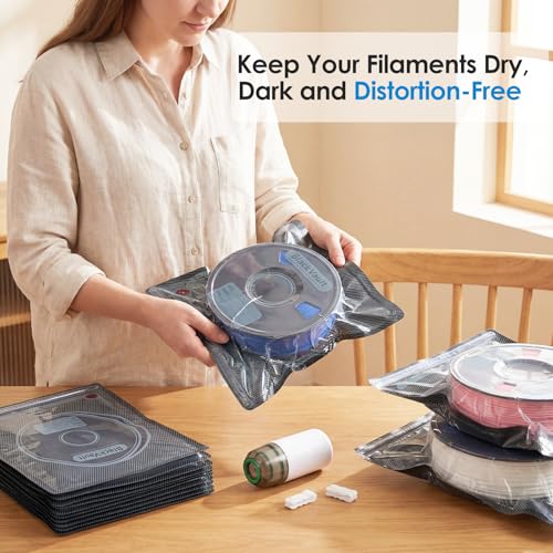 3D Printer Filament Storage, Filament Vacuum Storage Bags with Vacuum Pump 20 Pack Light-Proof Storage Bags Vacuum Sealed for 3D Filament Keeping Dry 3D Printer Accessories